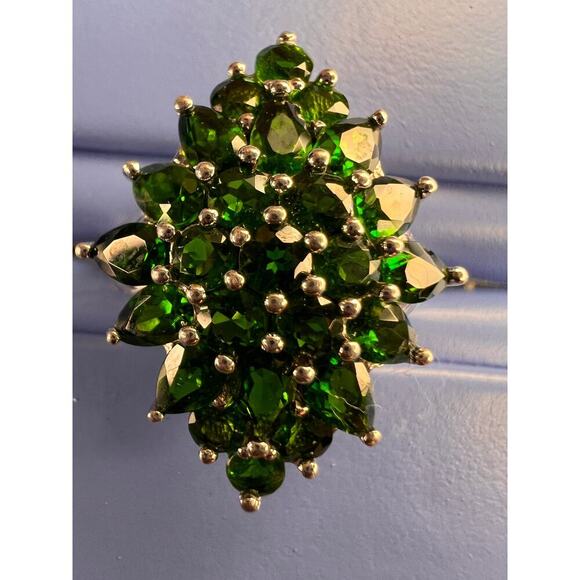 Chrome diopside sterling silver cocktail ring size 8 - Picture 13 of 16